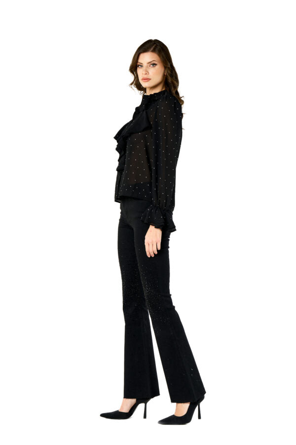 CAMISA COM BRILHOS E FOLHO