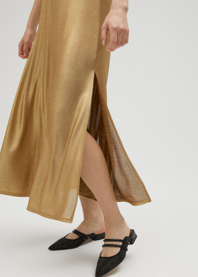 VESTIDO MIDI COM ABERTURA LATERAL