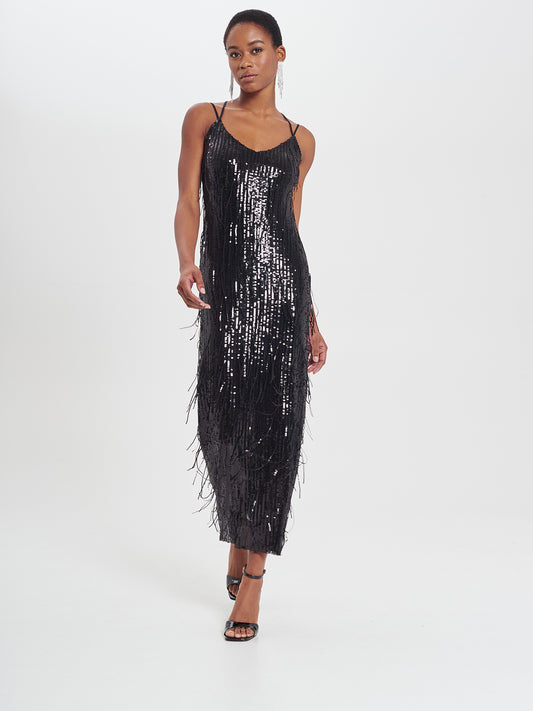 VESTIDO LONGO COM BRILHOS