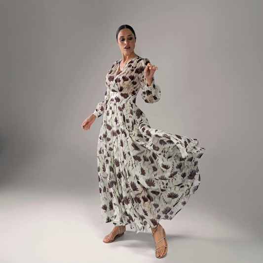 VESTIDO LONGO COM PADRÃO