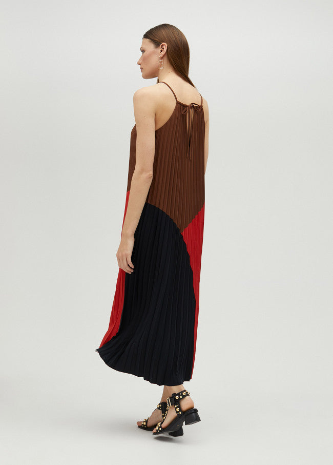 VESTIDO PLISSADO TRICOLOR